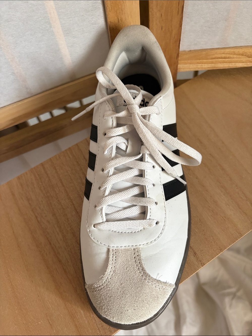 Adidas Women’s White and Black Low-Profile Leather Sneakers Size 9.5 - Picture 7 of 12
